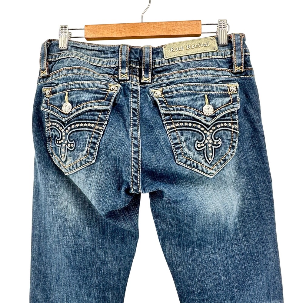 Rock Revival Womens Jen Bootcut Jeans 30x34 Rhinestone Embellished